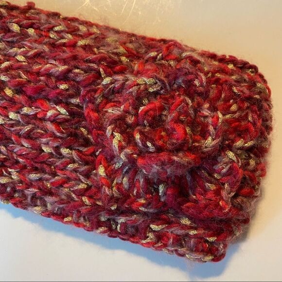 D&Y FASHION WINTER WARM Red KNITTED HEAD WRAP  3D FLOWER HEADBAND - Picture 2 of 4